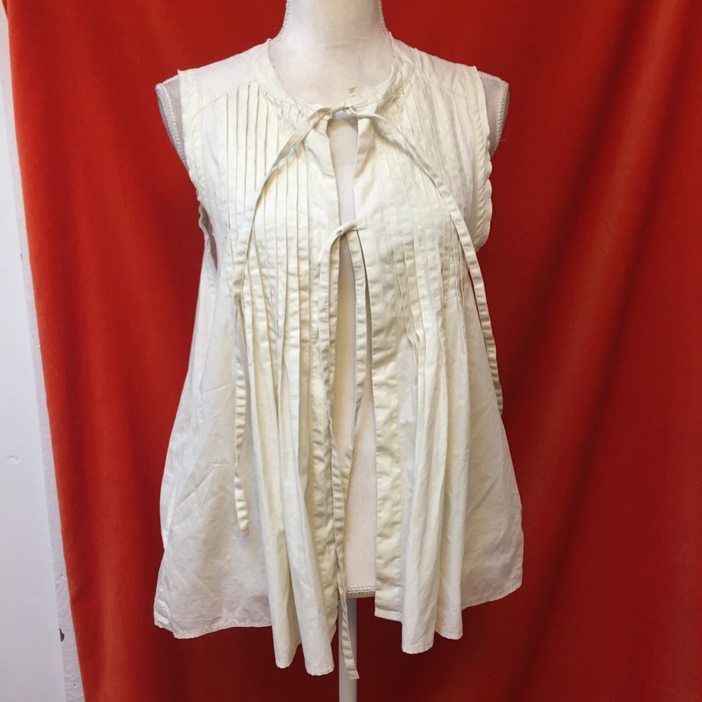 Freak’s Store cotton tie front tunic vest beige m japan